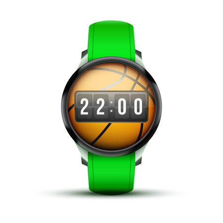 Sport Smart watch with time and basketball ball  Vector Illustration isolated on white backgroundのイラスト素材