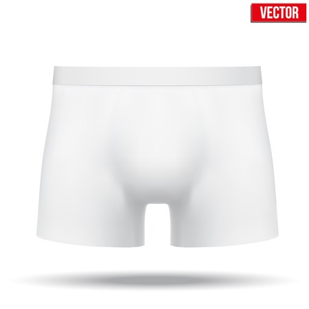 Realistic layout of Male white underpants brief. A template simple example. Editable Vector Illustration isolated on white background.のイラスト素材