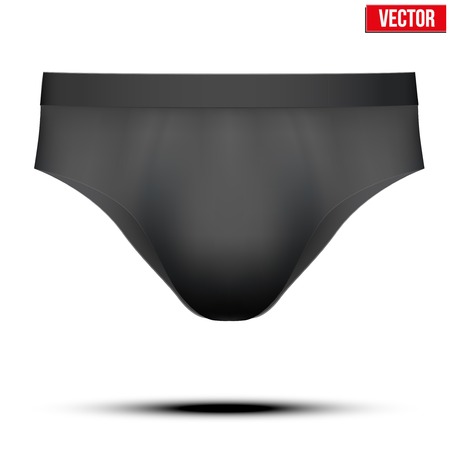 Realistic layout of Male black underpants brief. A template simple example. Editable Vector Illustration isolated on white background.のイラスト素材