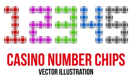 Square casino chip icons in the form of numbers. Bright symbols of gambling. Editable Vector Illustration isolated on white background.のイラスト素材