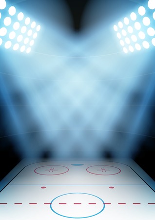Vertical Background for posters night ice hockey stadium in the spotlight. Editable Vector Illustration.のイラスト素材