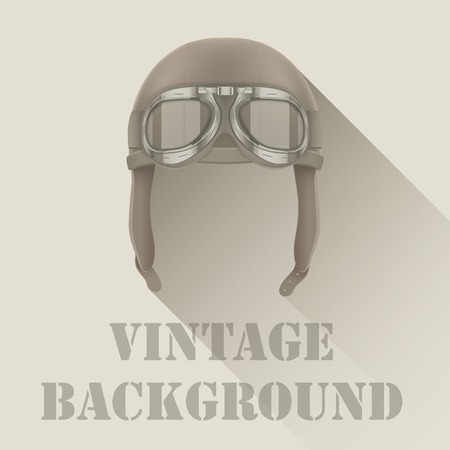 Background of Retro aviator pilot or biker helmet with goggles. Vintage Vector Illustration.のイラスト素材