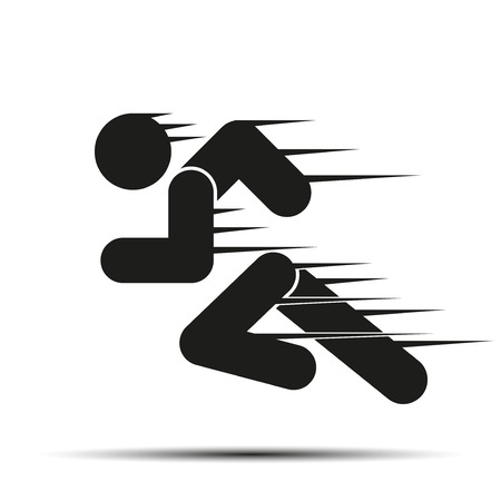 Running people in motion. Simple symbol of run isolated on a white background. Vector Illustration.のイラスト素材