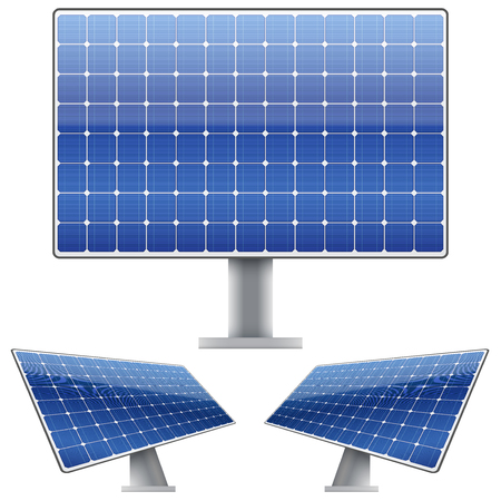 Set of Blue electric solar panel for sun light. Vector illustrationのイラスト素材