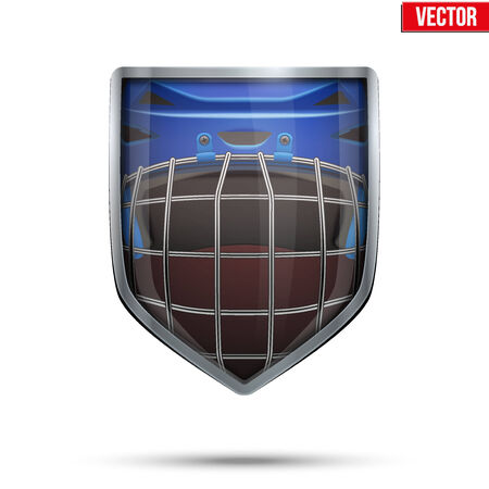 Bright metallic shield in the ice hockey helmet inside. Editable Vector Illustration isolated on white background.のイラスト素材