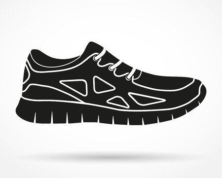 Silhouette symbol of Shoes running and fitness sneakers. Original design. Vector illustration isolated on white background.のイラスト素材