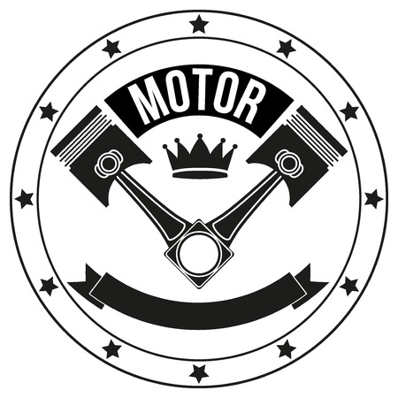 Vintage Motor Club Signs and Label with chain and pistons. Emblem of bikers and riders.のイラスト素材