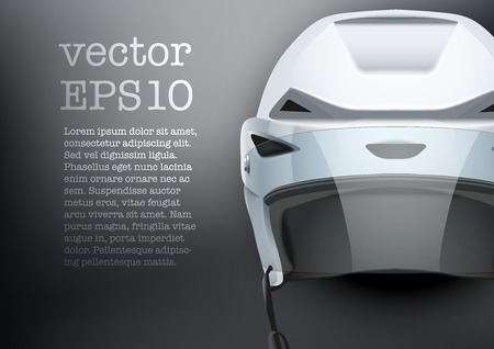 Background of Classic white Ice Hockey Helmet with glass visor. Sports Vector illustration isolated on white background.のイラスト素材