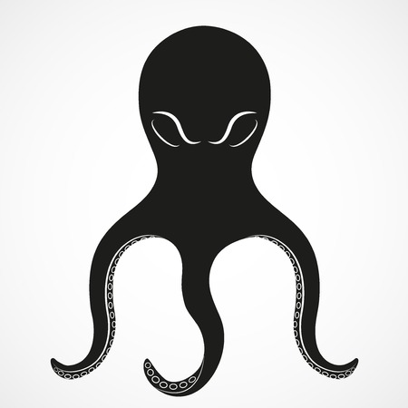 Silhouette symbol of octopus. Simple graphic Vector illustration.のイラスト素材