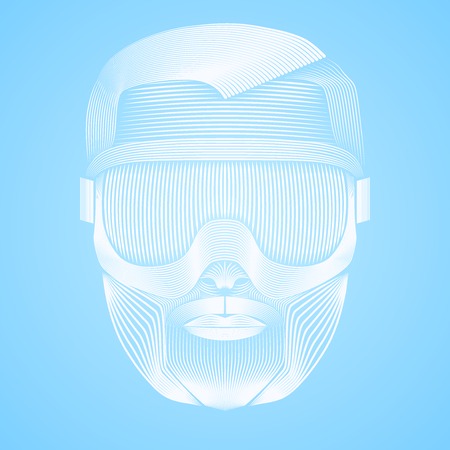Creative Artwork of symbol skier or snowboarder with goggles make of lines. Vector Illustration.のイラスト素材
