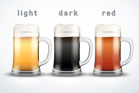 Beer mugs with three kind of beers. のイラスト素材