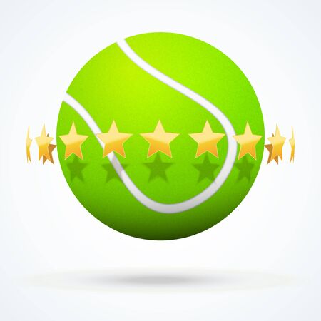 illustration of symbol tennis ball with golden stars.のイラスト素材