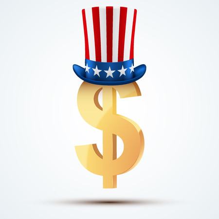 Symbol of the American dollar in Uncle Sam hat. Vector Illustration.のイラスト素材