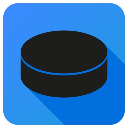 Sport icon with ice hockey puck in flat style. Vector illustration isolated on white background.のイラスト素材
