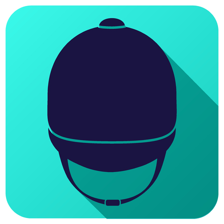 Sport icon with horseride helmet in flat style. Vector illustration isolated on white background.のイラスト素材