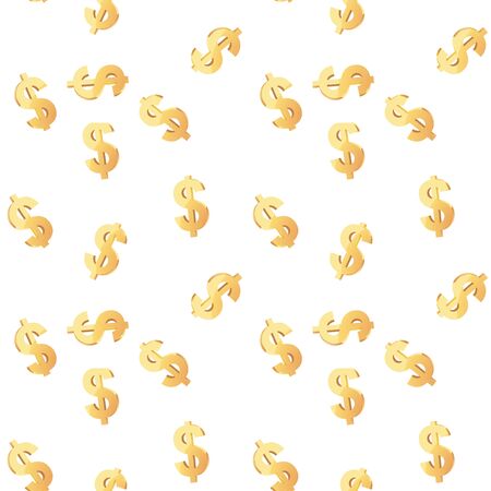 Universal vector seamless patterns tiling. Finance theme with gold dollar symbol. Endless texture can be used for wrapper, cover, package, pattern fills, surface textures.のイラスト素材