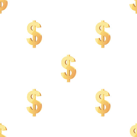 Universal vector seamless patterns tiling. Finance theme with gold dollar symbol. Endless texture can be used for wrapper, cover, package, pattern fills, surface textures.のイラスト素材