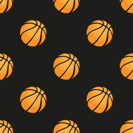 Universal vector basketball seamless patterns tiling. Sport theme with balls. Endless texture can be used for wrapper, cover, package, pattern fills, surface textures.のイラスト素材