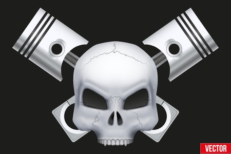 Creative symbol Human skull with engine pistons. のイラスト素材