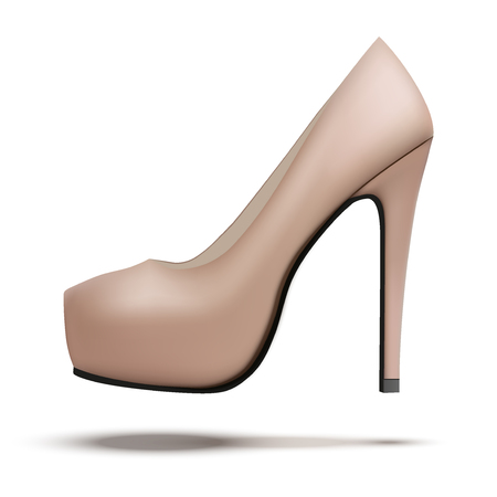Beige vintage high heels pump shoes. Vector Illustration isolated on white background.のイラスト素材