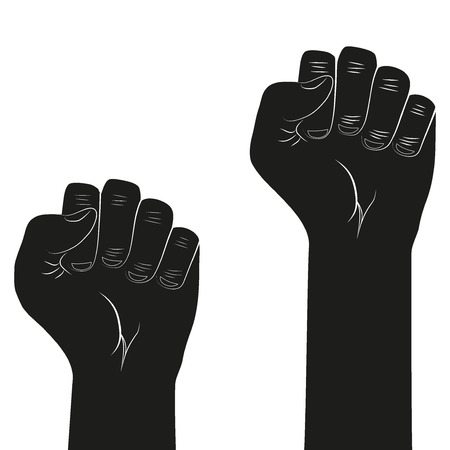 Symbol of clenched fist held in protest Illustration isolated on white backgroundのイラスト素材