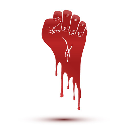 Symbol of blood flow clenched fist held in protest Illustration isolated on white backgroundのイラスト素材