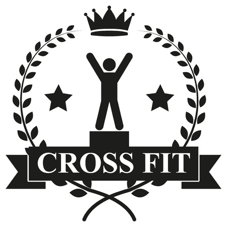 Vintage cross fit and workout Labels and Stickers. Vector Illustration isolated on white background.のイラスト素材