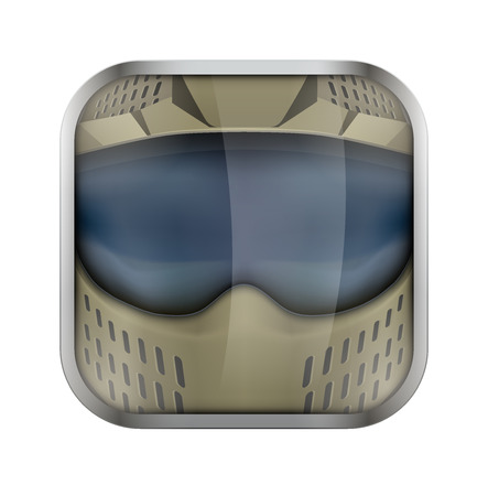 Square icon for paintball or lasertag sports application or games. Illustration of sporting field and play button.のイラスト素材