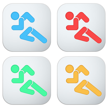 Set of Flat icon with symbol Running men. . Vector isolated on a white background.のイラスト素材