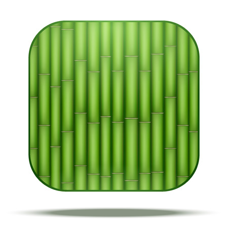 Green Bamboo Square Icon. Vector Illustration isolated on white background.のイラスト素材