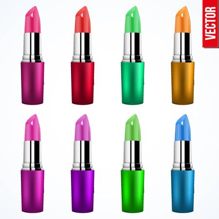 Lipstick different shades. Vector Illustration isolated on white background.のイラスト素材