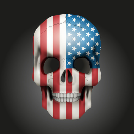 Skull with texture USA flag. Vector Illustration isolated on background.のイラスト素材