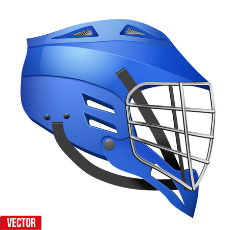 Blue Lacrosse Helmet Side View. Sports Vector illustration isolated on white background.のイラスト素材