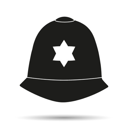 Silhouette symbol of traditional authentic helmet of metropolitan British police officers.の写真素材