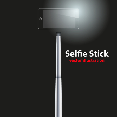 Isolated monopods selfie stick with smartphone. Vector Illustration isolated on white background.のイラスト素材