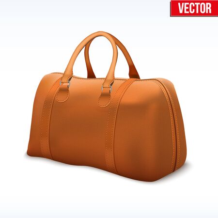 Classic Stylish Leather Handle Bag. Fashion accessory. Illustration Isolated on white background.のイラスト素材