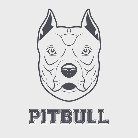 Pitbull mascot head. Symbol of dog. illustration isolated on white background.のイラスト素材