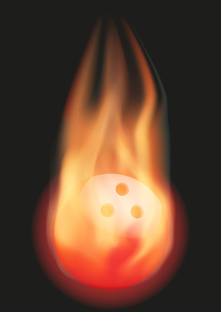 Burning Bowling ball with a tail of flame. illustration Isolated on background.のイラスト素材