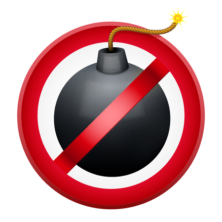 Sign with gun and inscription Stop terror. Illustration Isolated on white background.のイラスト素材