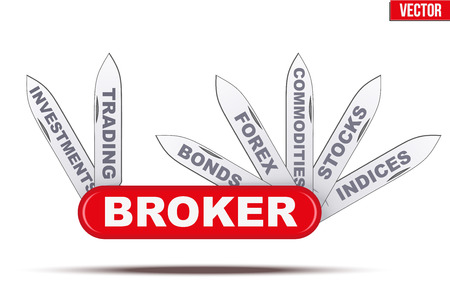 Broker symbol of Penknife with many blades and features. Editable Vector Illustration isolated on white background.のイラスト素材