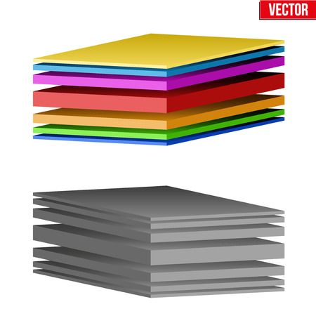 Technical illustration of a multilayer fabric. Demonstration of the structure of the material. Vector Illustration isolated on white backgroundのイラスト素材