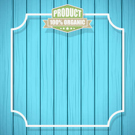Eco Organic Background With Blue Wood Backdrop And Space For Text. Illustration.のイラスト素材