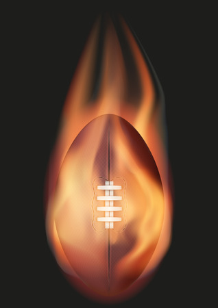 Burning American Football or rugby ball with a tail of flame. Vector illustration Isolated on background.の写真素材