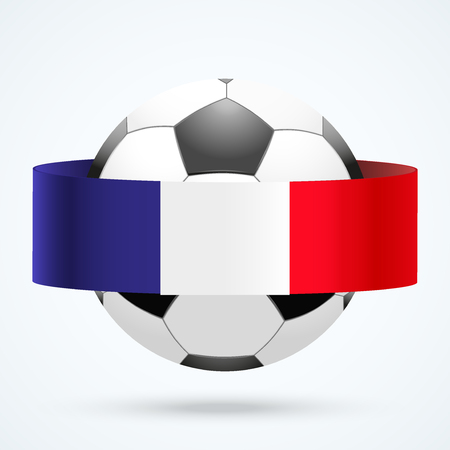 Bright shield in the football ball inside with flag of France ribbon. Editable Vector Illustration isolated on white background.のイラスト素材