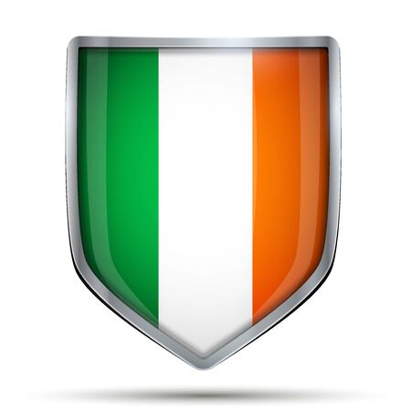 Shield with flag Ireland. Editable Vector Illustration isolated on white background.のイラスト素材