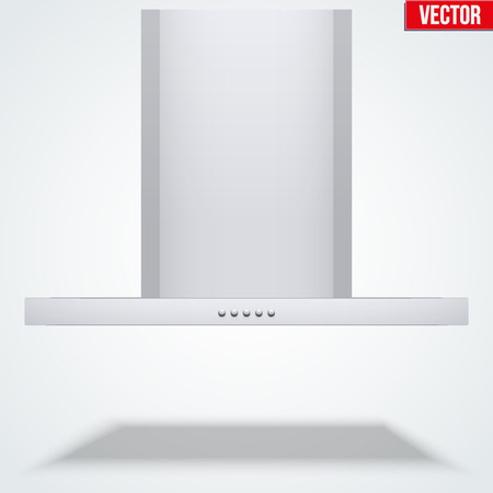 Kitchen range hood. Front view of Suspended flat cooker hoods. Domestic equipment. Editable Vector illustration Isolated on white background.のイラスト素材