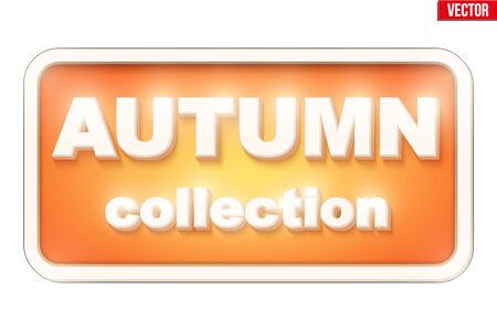Label of Autumn Collection inscription. Fall sale design. Can be used for flyers, banners or posters. Vector illustration isolated on white background.のイラスト素材