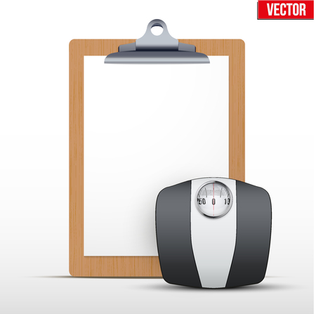 Coaching blank clipboard and weight scales. Editable Vector illustration Isolated on white background.のイラスト素材