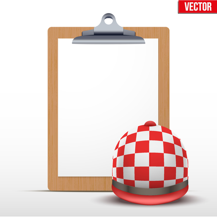 Coaching blank clipboard and helmet of horseride. Editable Vector illustration Isolated on white background.のイラスト素材