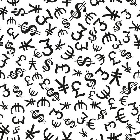 Currency Symbols Seamless pattern. Finance and trading theme. Vector Illustration.のイラスト素材